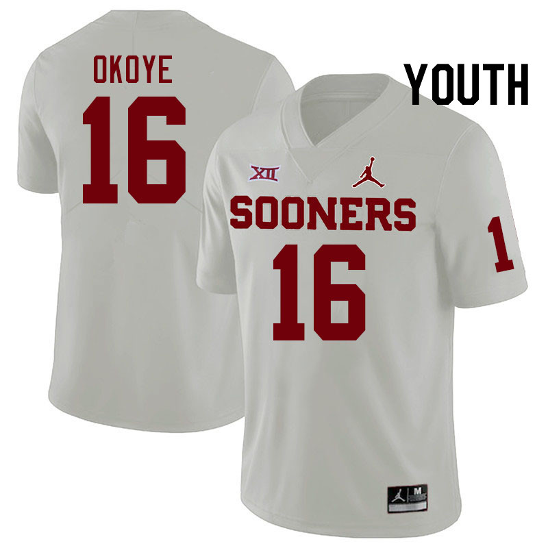 Youth #16 Danny Okoye Oklahoma Sooners College Football Jerseys Stitched-White